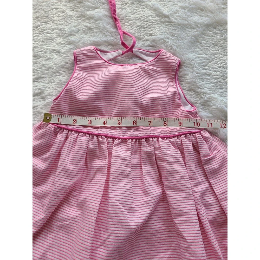 Florence Eiseman Girls 3T Pink Stripe Flower Applique Sleeveless Dress 57152
